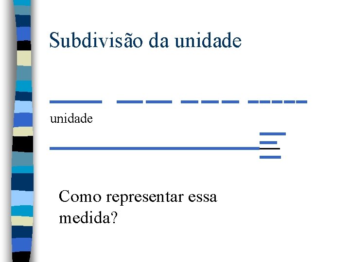 Subdivisão da unidade Como representar essa medida? Subdivisão da unidade Como representar essa medida?