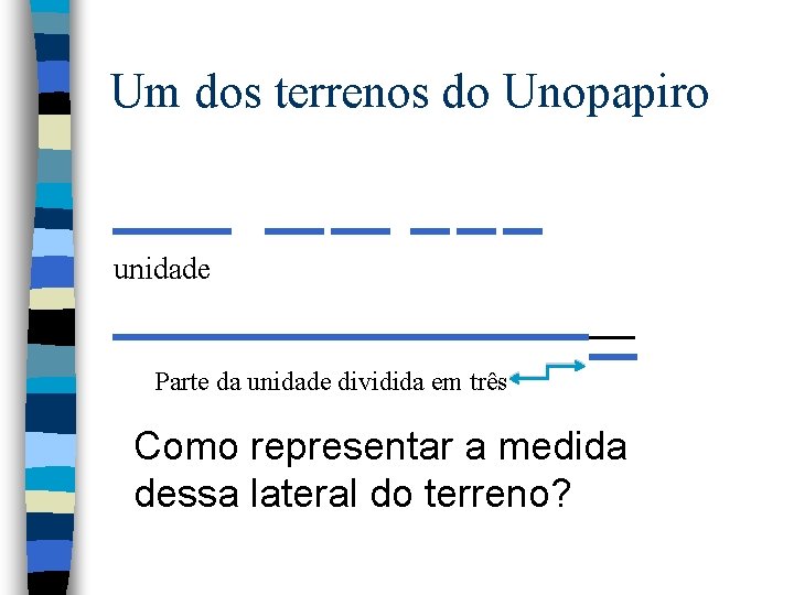 Um dos terrenos do Unopapiro unidade Parte da unidade dividida em três Como representar Um dos terrenos do Unopapiro unidade Parte da unidade dividida em três Como representar