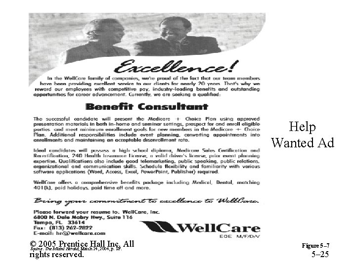 Help Wanted Ad © 2005 Prentice Hall Inc. All Source: The Miami Herald, March