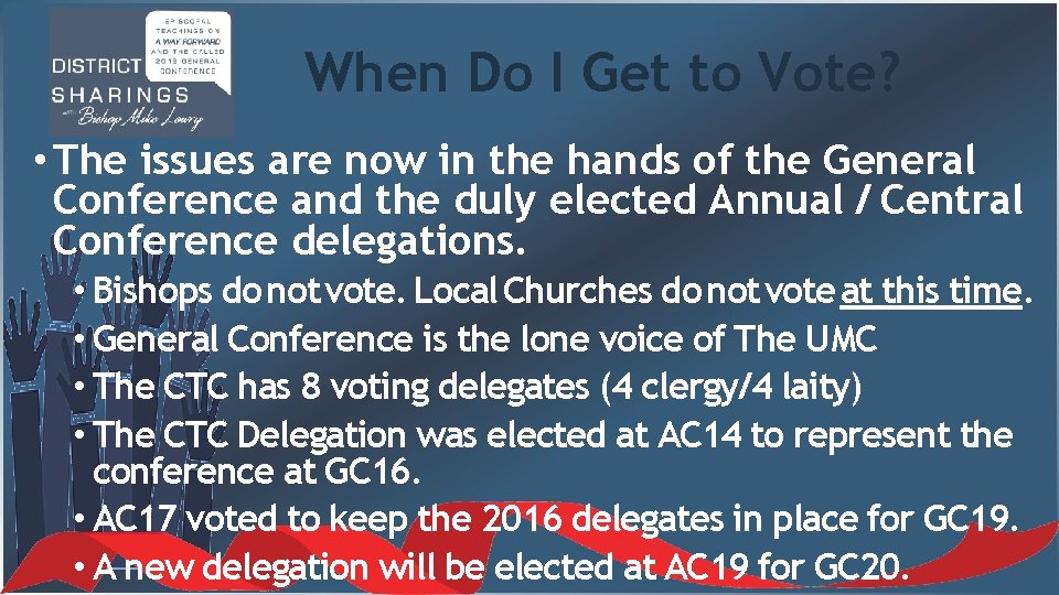 When Do I Get to Vote? • The issues are now in the hands