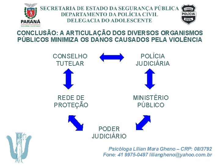SECRETARIA DE ESTADO DA SEGURANÇA PÚBLICA DEPARTAMENTO DA POLÍCIA CIVIL DELEGACIA DO ADOLESCENTE CONCLUSÃO: