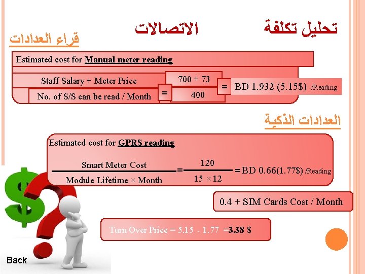 ﻗﺮﺍﺀ ﺍﻟﻌﺪﺍﺩﺍﺕ ﺍﻻﺗﺼﺎﻻﺕ ﺗﺤﻠﻴﻞ ﺗﻜﻠﻔﺔ Estimated cost for Manual meter reading 700 + ﻗﺮﺍﺀ ﺍﻟﻌﺪﺍﺩﺍﺕ ﺍﻻﺗﺼﺎﻻﺕ ﺗﺤﻠﻴﻞ ﺗﻜﻠﻔﺔ Estimated cost for Manual meter reading 700 +