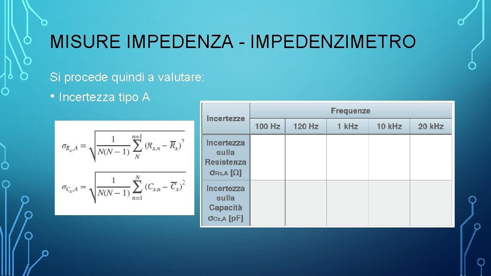 MISURE IMPEDENZA - IMPEDENZIMETRO Si procede quindi a valutare: • Incertezza tipo A 