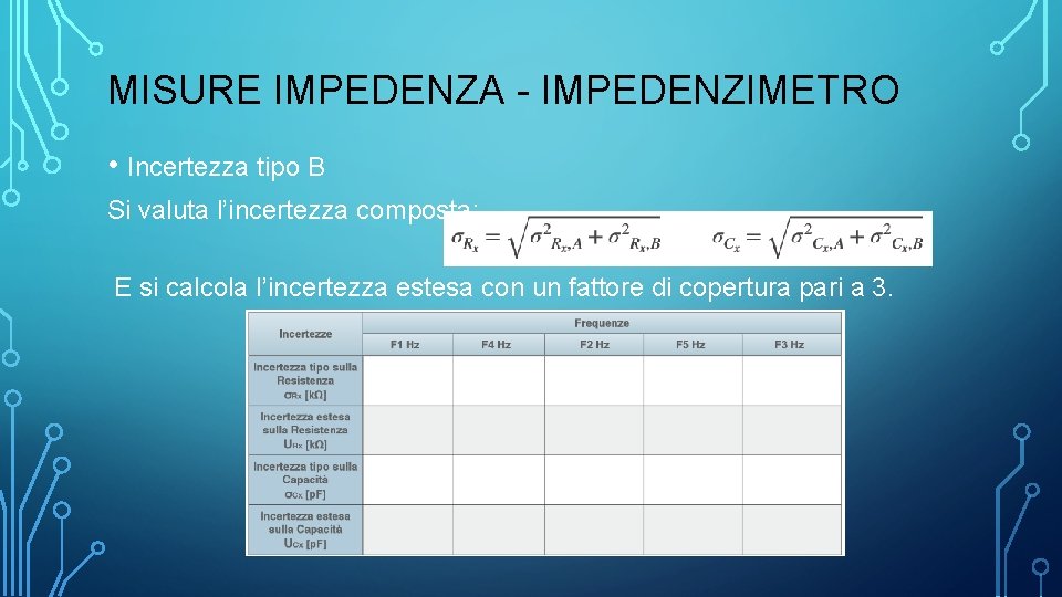 MISURE IMPEDENZA - IMPEDENZIMETRO • Incertezza tipo B Si valuta l’incertezza composta: E si