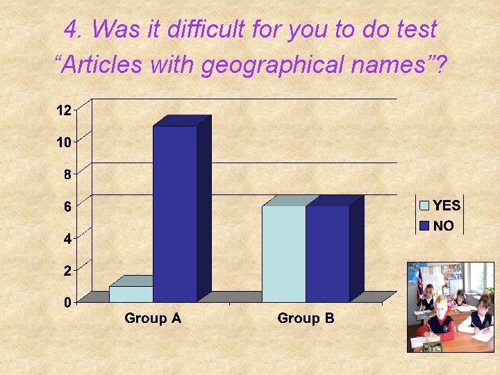 4. Was it difficult for you to do test “Articles with geographical names”? 4. Was it difficult for you to do test “Articles with geographical names”?