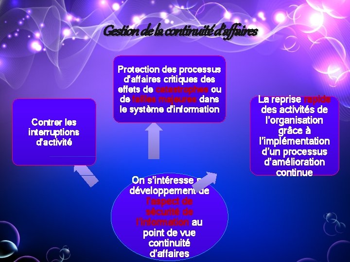 Gestion de la continuité d’affaires Protection des processus d’affaires critiques des effets de catastrophes Gestion de la continuité d’affaires Protection des processus d’affaires critiques des effets de catastrophes