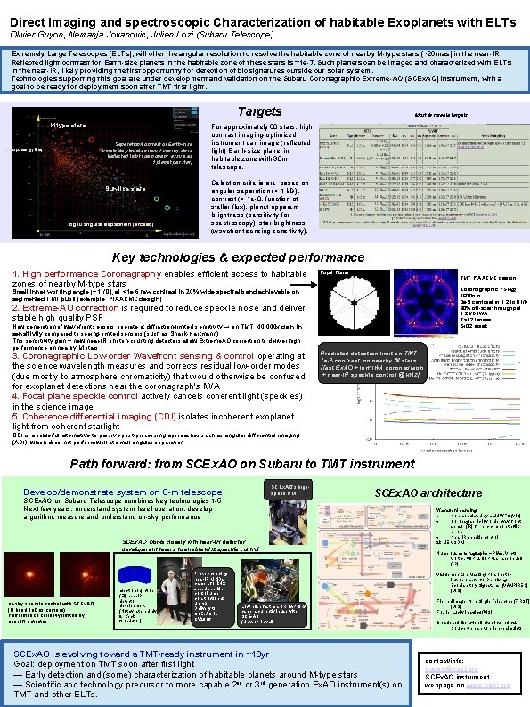 Direct Imaging and spectroscopic Characterization of habitable Exoplanets with ELTs Olivier Guyon, Nemanja Jovanovic,