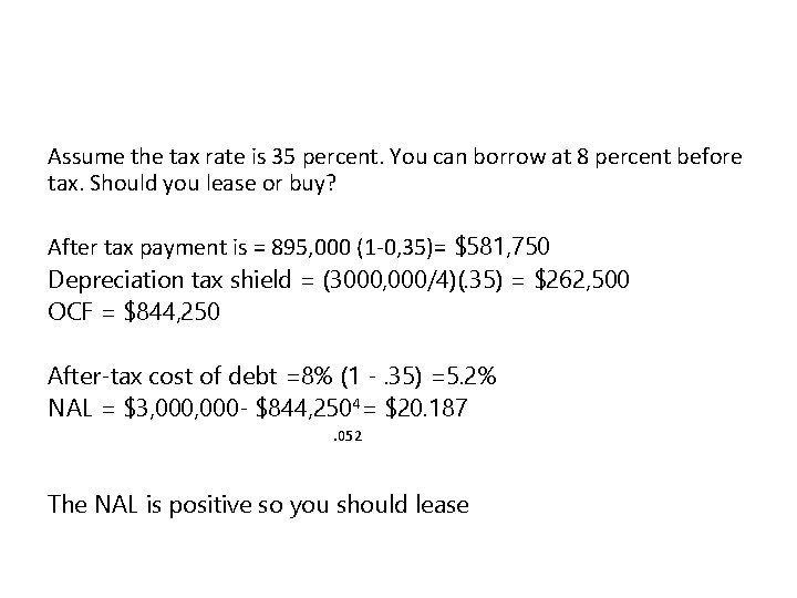 Assume the tax rate is 35 percent. You can borrow at 8 percent before Assume the tax rate is 35 percent. You can borrow at 8 percent before