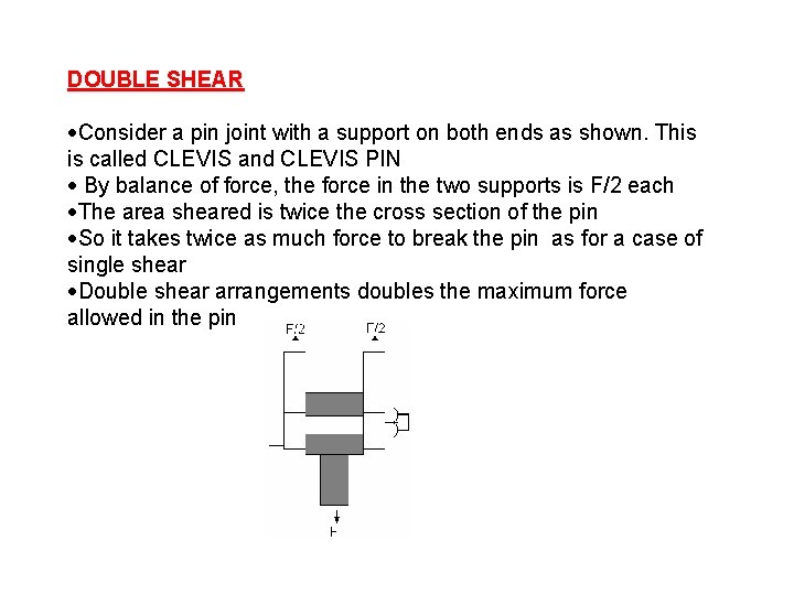 DOUBLE SHEAR Consider a pin joint with a support on both ends as shown.