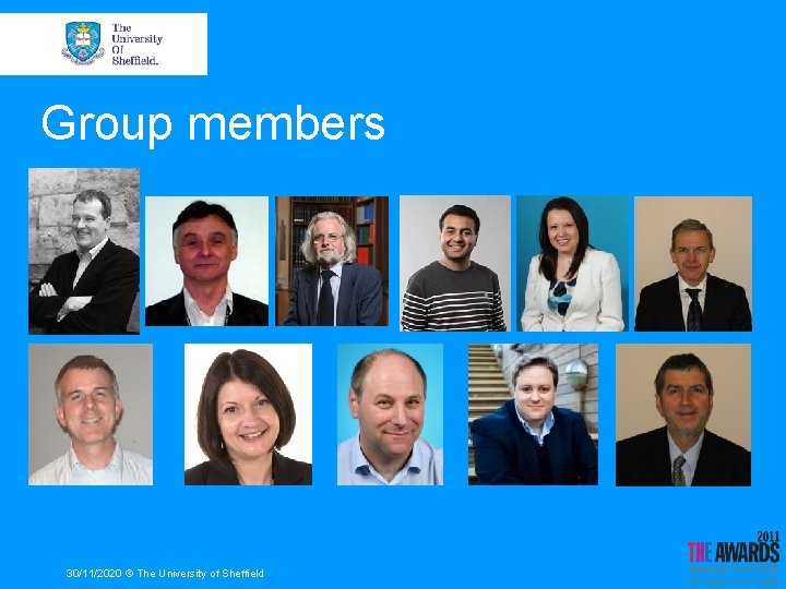 Group members 30/11/2020 © The University of Sheffield 