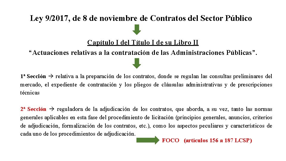 Ley 9/2017, de 8 de noviembre de Contratos del Sector Público Capítulo I del