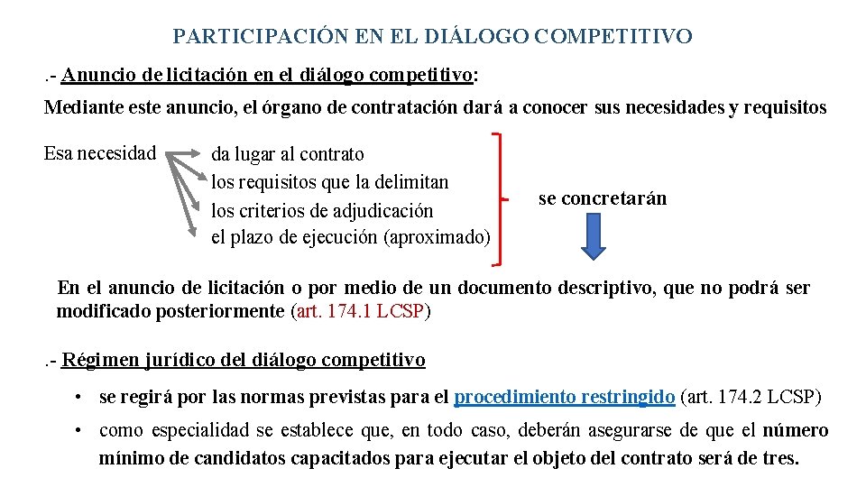 PARTICIPACIÓN EN EL DIÁLOGO COMPETITIVO. - Anuncio de licitación en el diálogo competitivo: Mediante