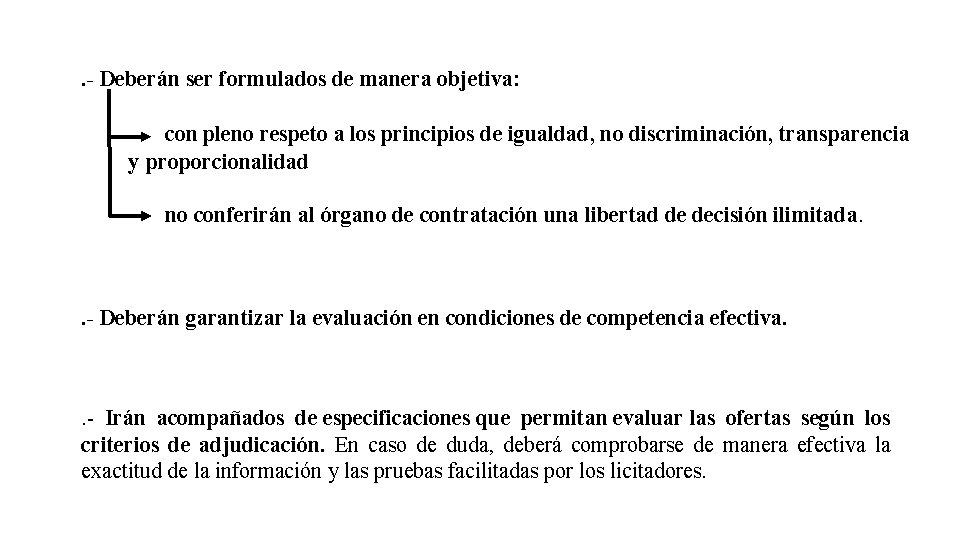 . - Deberán ser formulados de manera objetiva: con pleno respeto a los principios