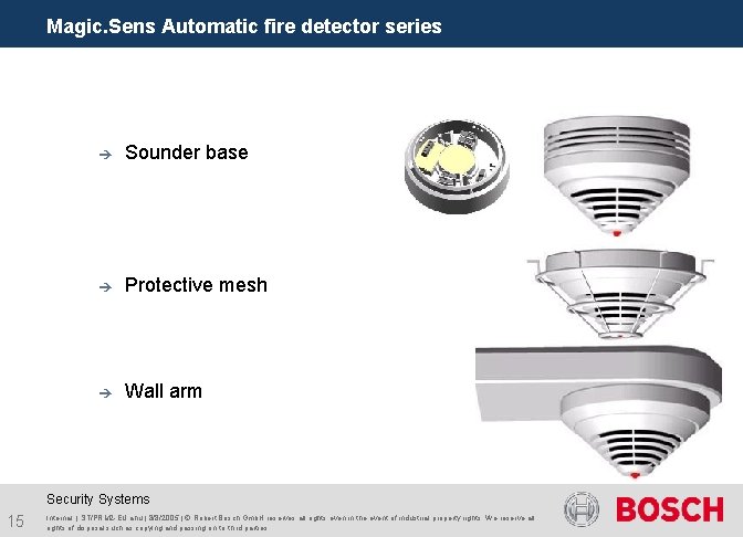 Magic. Sens Automatic fire detector series è Sounder base è Protective mesh è Wall