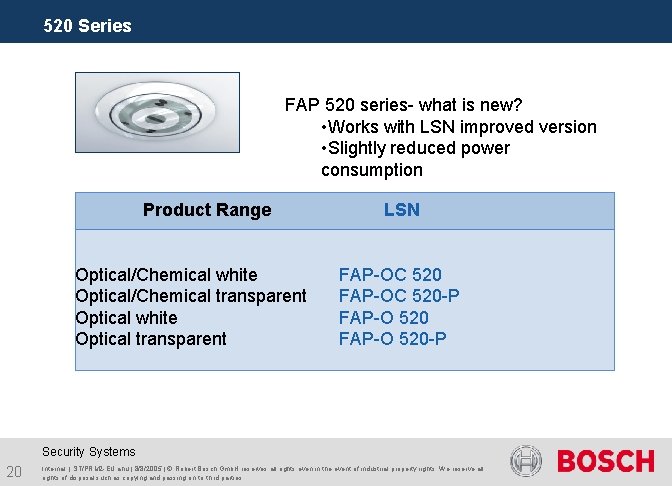 520 Series FAP 520 series- what is new? • Works with LSN improved version