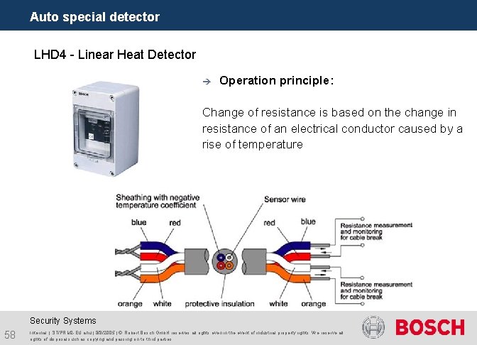 Auto special detector LHD 4 - Linear Heat Detector è Operation principle: Change of