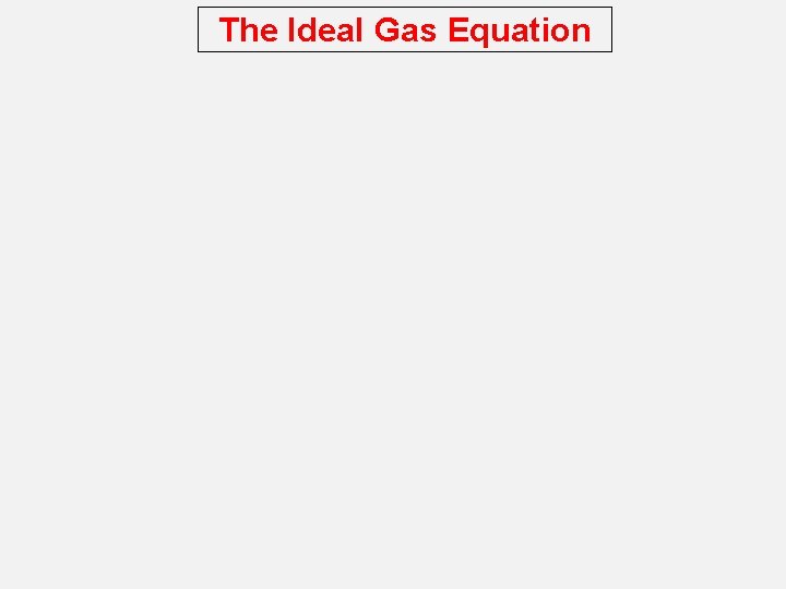 The Ideal Gas Equation 