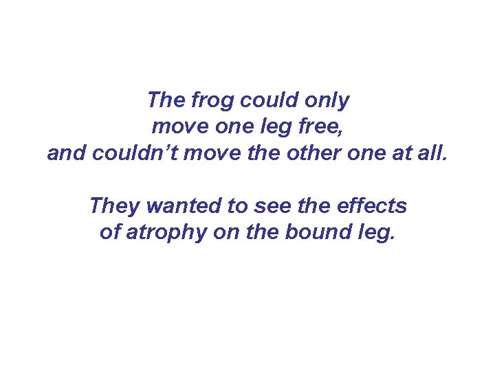 The frog could only move one leg free, and couldn’t move the other one The frog could only move one leg free, and couldn’t move the other one