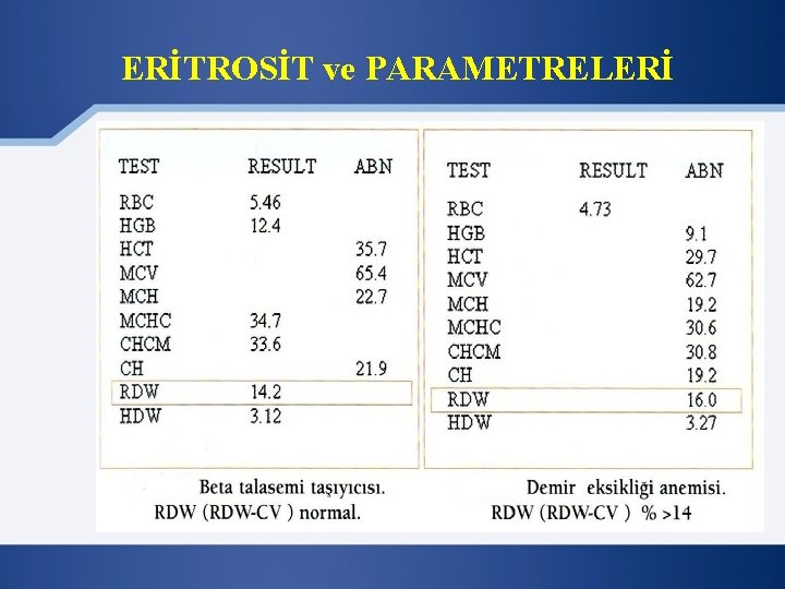 ERİTROSİT ve PARAMETRELERİ 