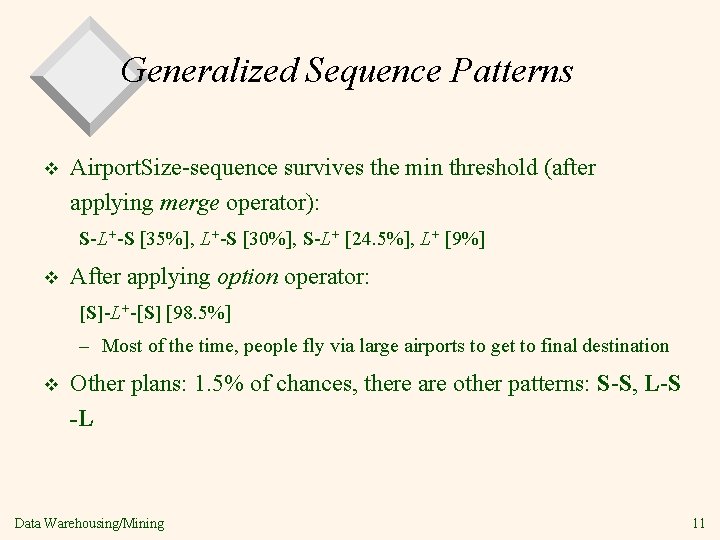 Generalized Sequence Patterns v Airport. Size-sequence survives the min threshold (after applying merge operator):