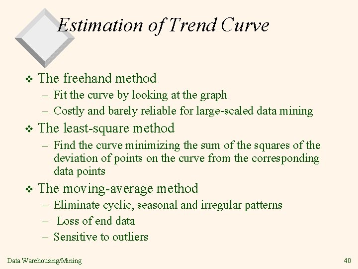Estimation of Trend Curve v The freehand method – Fit the curve by looking