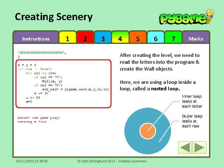 Creating Scenery Instructions 1 2 3 4 5 6 7 Marks After creating the