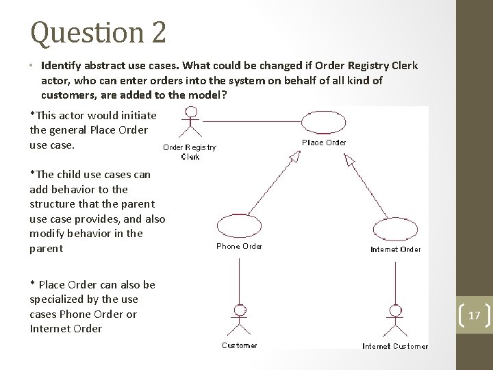 Question 2 • Identify abstract use cases. What could be changed if Order Registry Question 2 • Identify abstract use cases. What could be changed if Order Registry