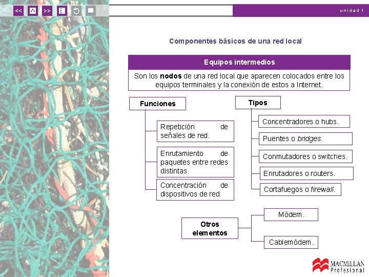 unidad 1 Componentes básicos de una red local Equipos intermedios Son los nodos de