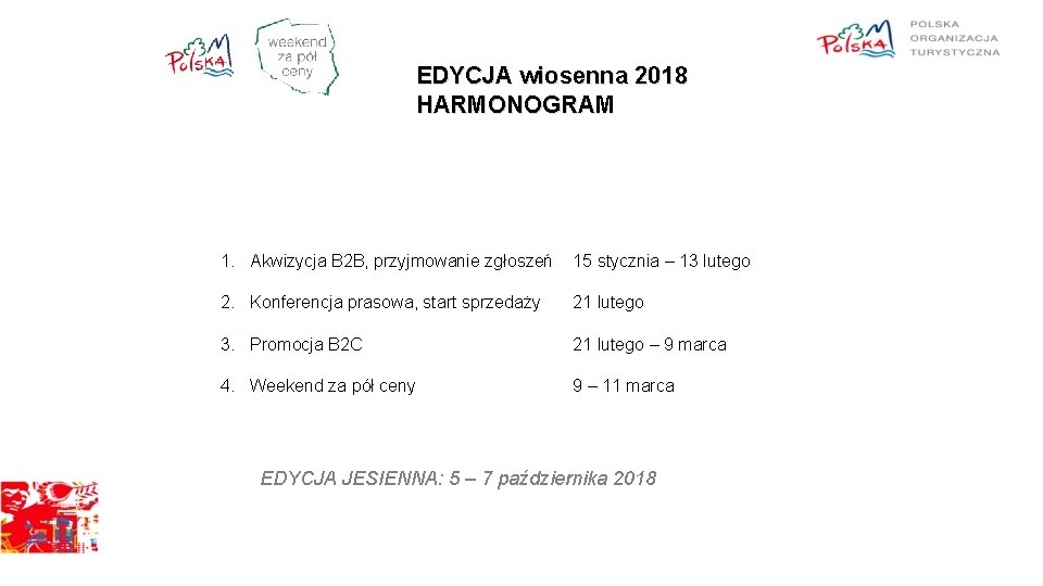 EDYCJA wiosenna 2018 HARMONOGRAM 1. Akwizycja B 2 B, przyjmowanie zgłoszeń 15 stycznia –