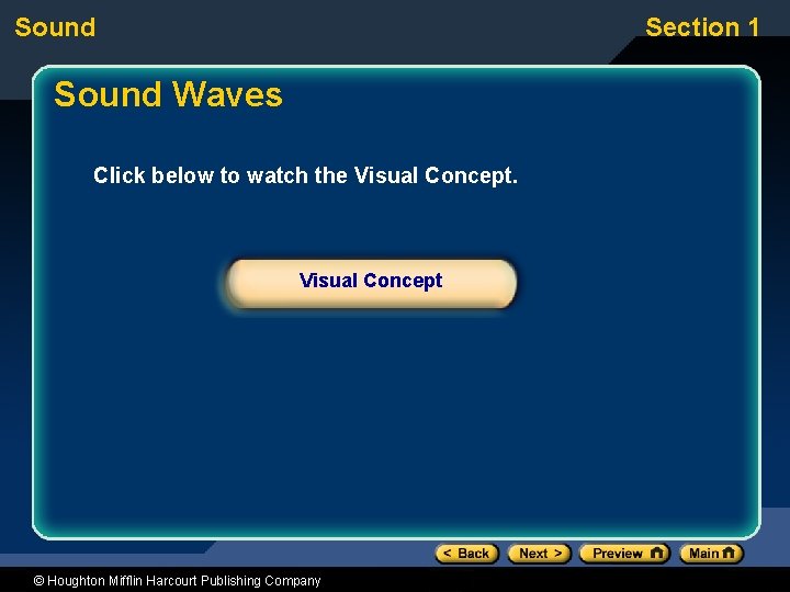 Sound Section 1 Sound Waves Click below to watch the Visual Concept © Houghton
