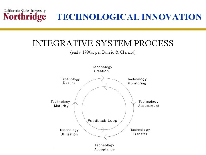 TECHNOLOGICAL INNOVATION INTEGRATIVE SYSTEM PROCESS (early 1990 s, per Bursic & Cleland) 