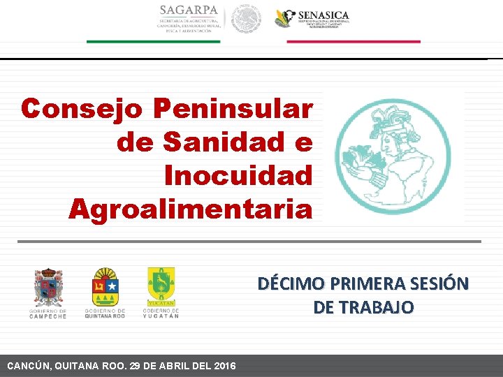 Consejo Peninsular de Sanidad e Inocuidad Agroalimentaria DÉCIMO PRIMERA SESIÓN DE TRABAJO CANCÚN, QUITANA