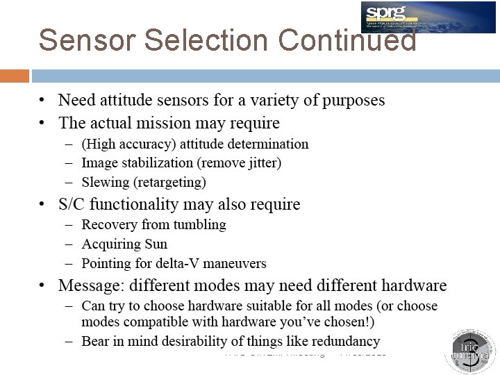 Sensor Selection Continued TRIO-CINEMA Meeting 11/30/2020 