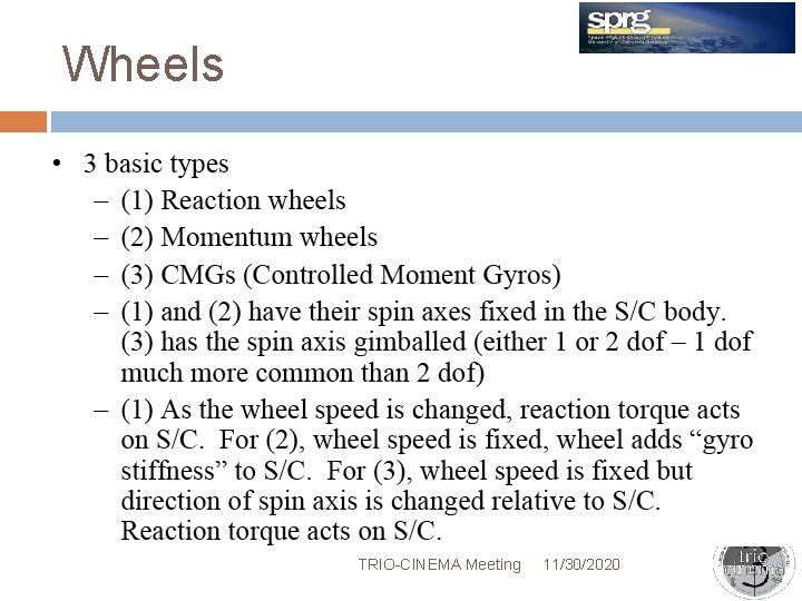 Wheels TRIO-CINEMA Meeting 11/30/2020 