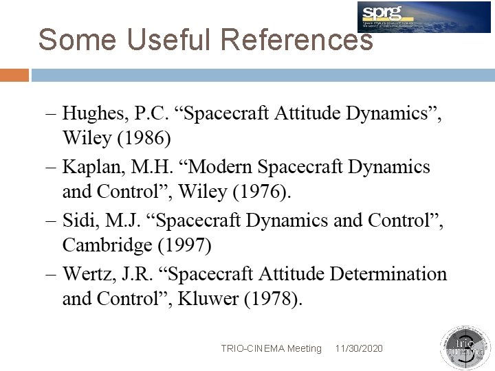 Some Useful References TRIO-CINEMA Meeting 11/30/2020 