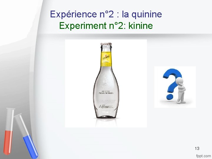 Expérience n° 2 : la quinine Experiment n° 2: kinine 13 