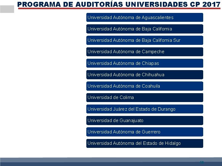 PROGRAMA DE AUDITORÍAS UNIVERSIDADES CP 2017 U 0 0 6 A E G F