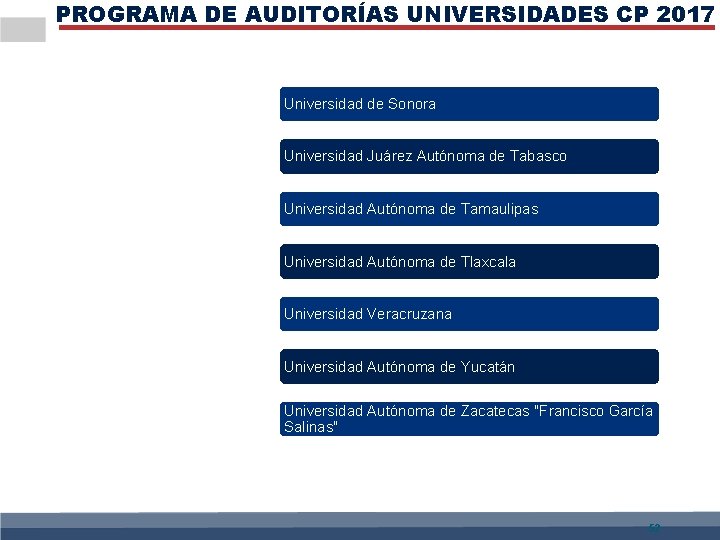 PROGRAMA DE AUDITORÍAS UNIVERSIDADES CP 2017 U 0 0 6 A E G F