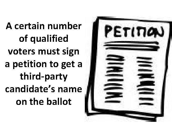 A certain number of qualified voters must sign a petition to get a third-party