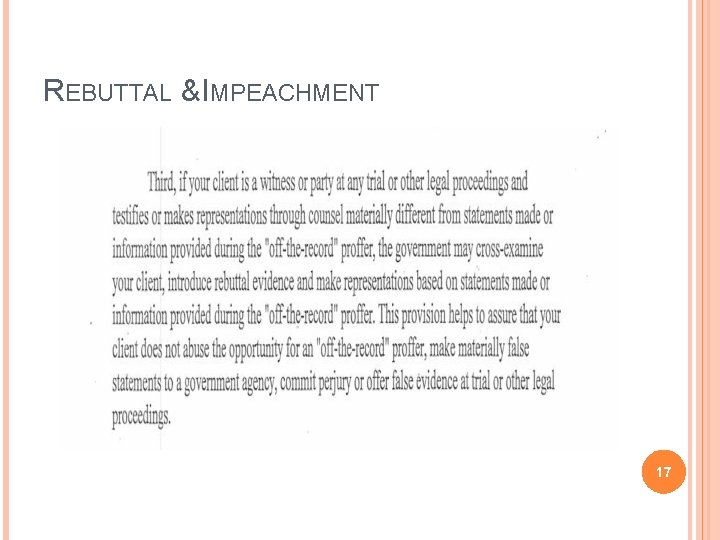REBUTTAL & IMPEACHMENT 17 