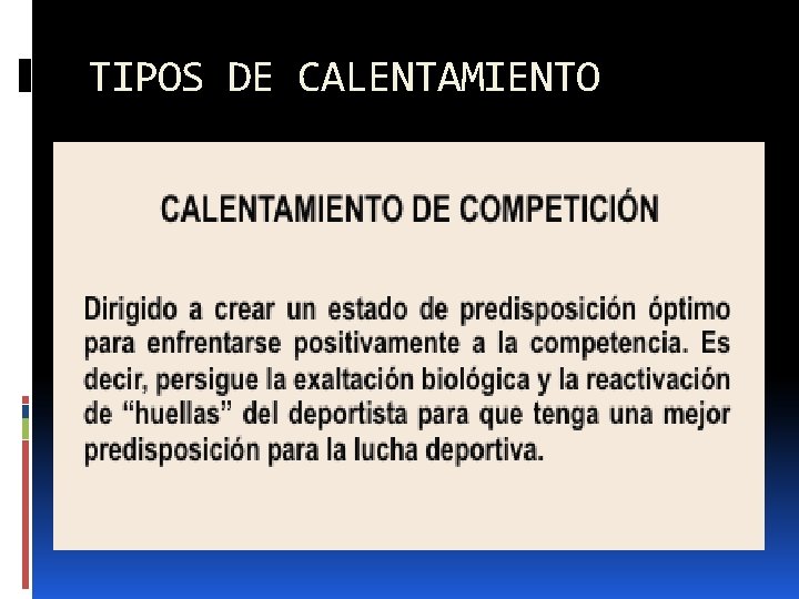 TIPOS DE CALENTAMIENTO 