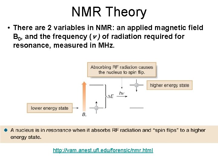 NMR Theory • There are 2 variables in NMR: an applied magnetic field B