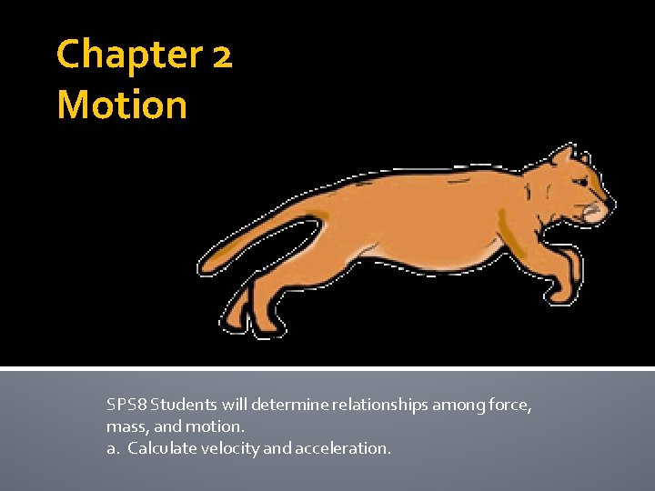 Chapter 2 Motion SPS 8 Students will determine relationships among force, mass, and motion.