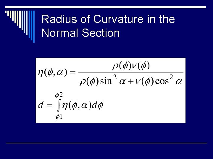 Radius of Curvature in the Normal Section 