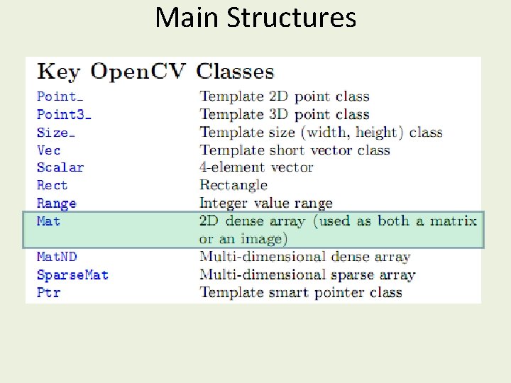 Main Structures 