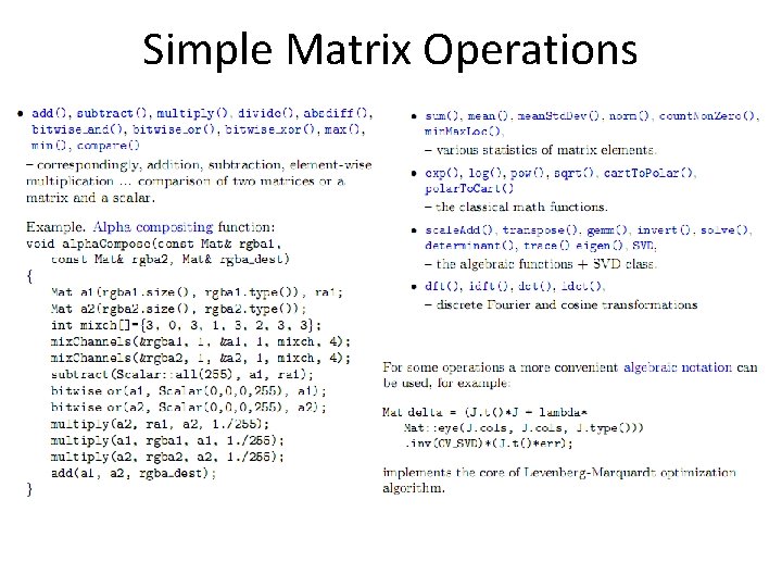 Simple Matrix Operations 