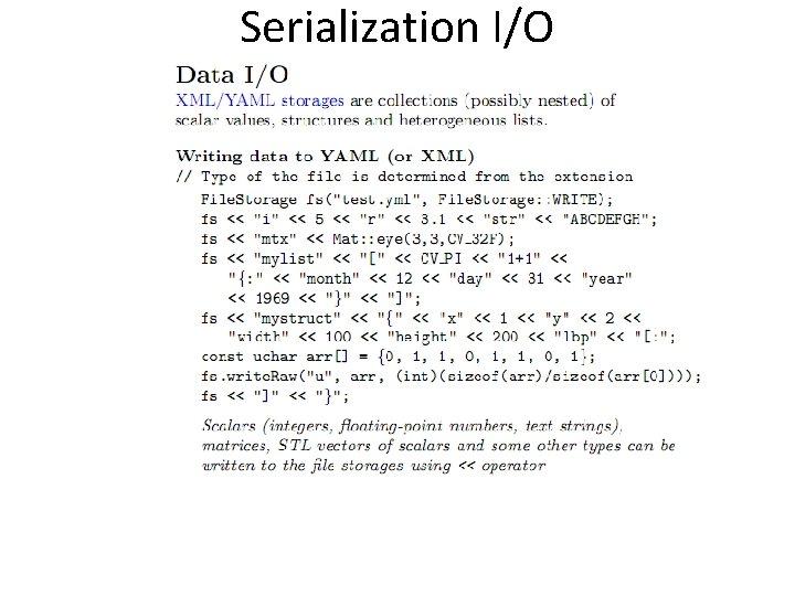 Serialization I/O 