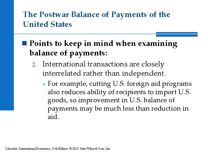 The Postwar Balance of Payments of the United States n Points to keep in