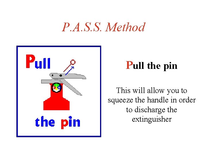 P. A. S. S. Method Pull the pin This will allow you to squeeze