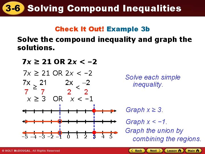 3 -6 Solving Compound Inequalities Check It Out! Example 3 b Solve the compound